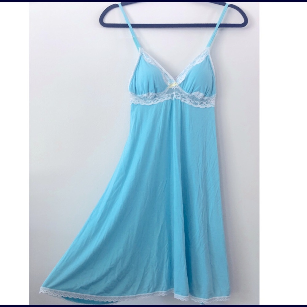 Teal VICTORIAS SECRET XS nightgown dress cream lace and adjustable straps 🤍